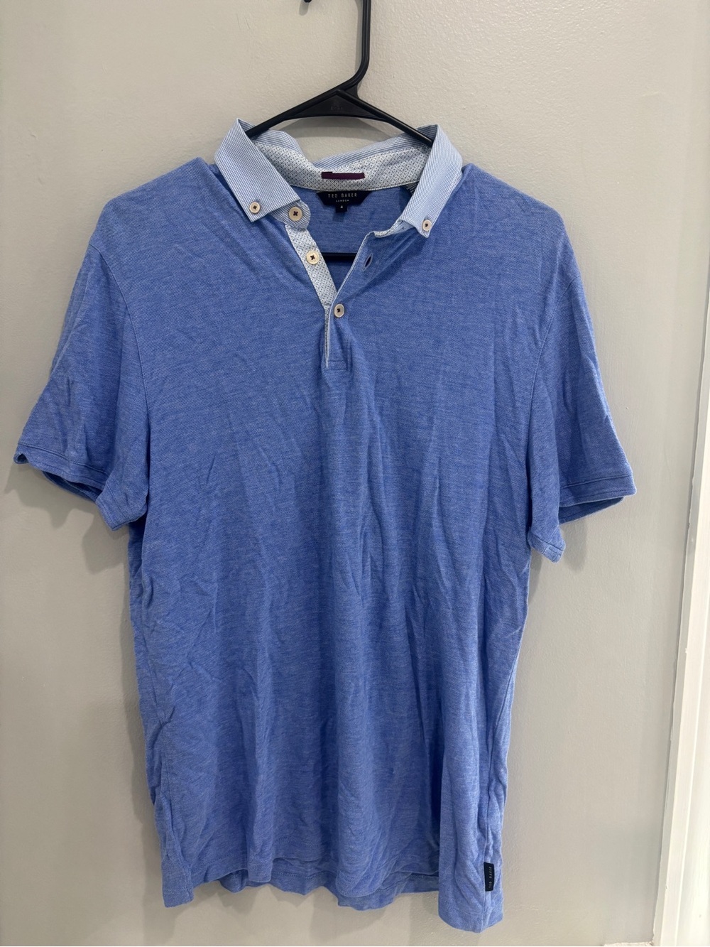 Ted Baker London Button Down Collar Polo Shirt Short Sleeve Blue Size 4 US S